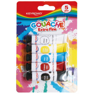 Farby tempera KEYROAD, 5x10ml, zawieszka, 5 kolorów
