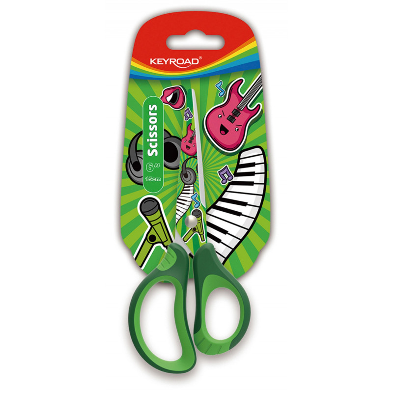 Nożyczki szkolne KEYROAD Tatto Soft, 15cm, blister, mix kolorów