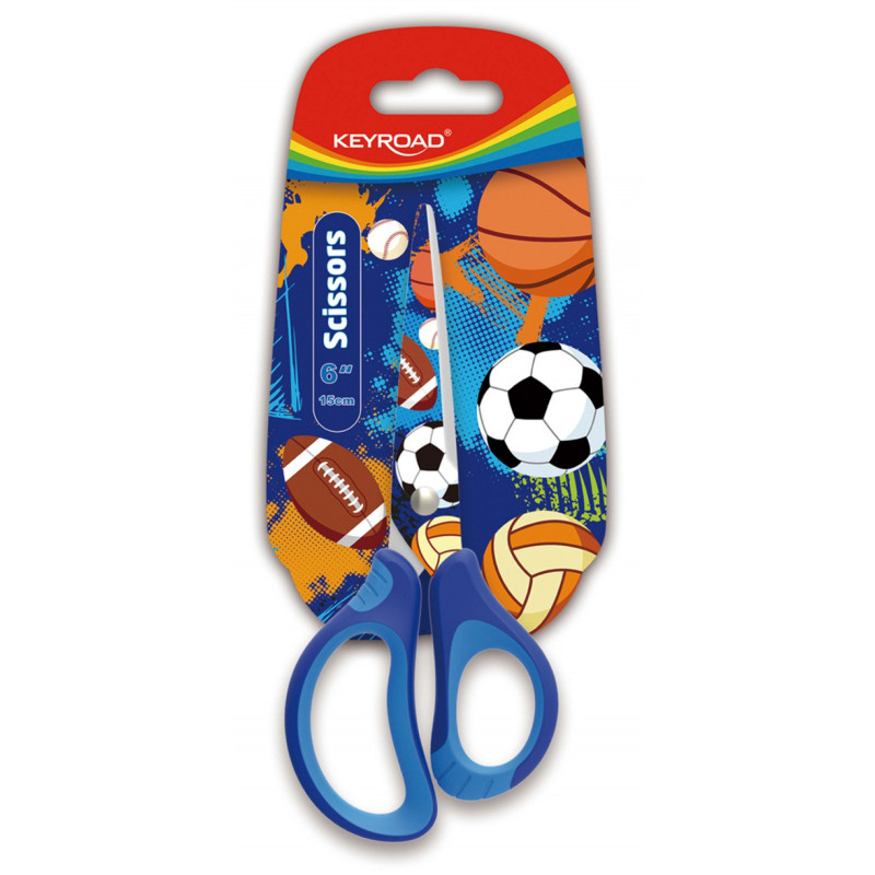 Nożyczki szkolne KEYROAD Tatto Soft, 15cm, blister, mix kolorów