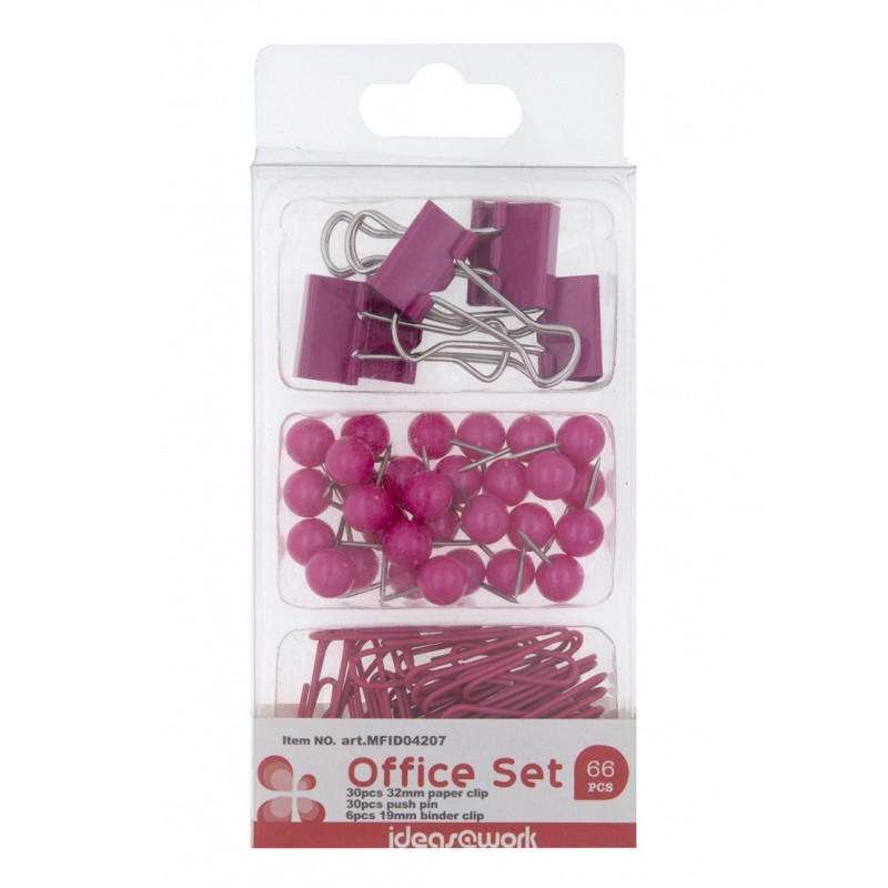 Zestaw biurowy (pinezki, klipy i spinacze), mix 66szt.