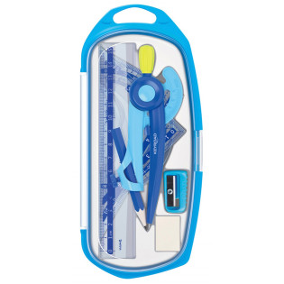 Zestaw geometryczny KEYROAD, duży, z linijką 15cm, zawieszka, mix kolorów