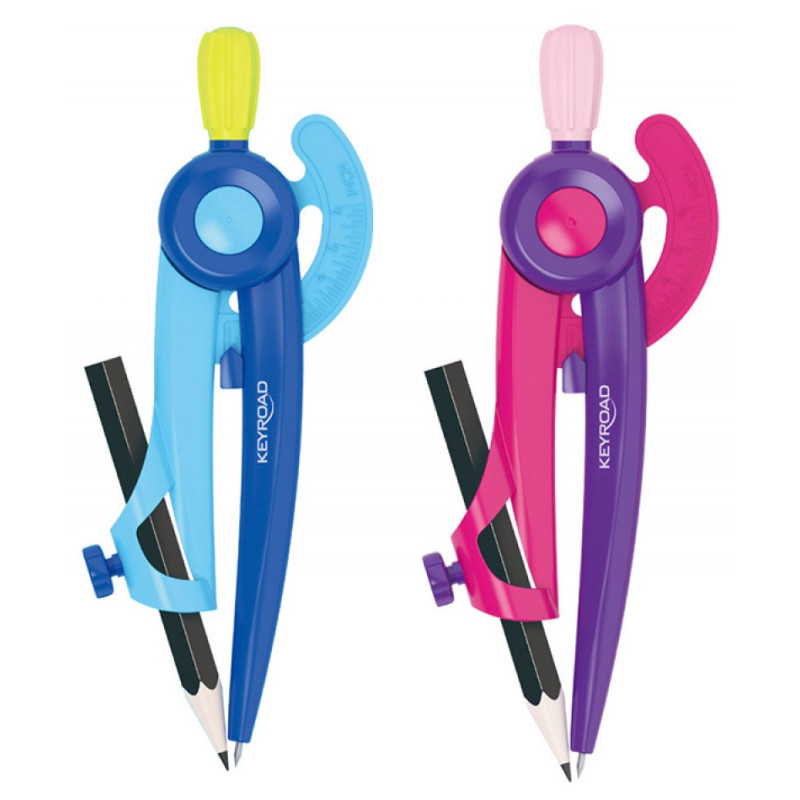 Zestaw geometryczny KEYROAD, duży, z linijką 15cm, zawieszka, mix kolorów