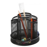 Przybornik na biurko Q-CONNECT Office Set, metalowy, obrotowy, czarny