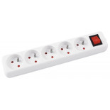 Przedłużacz OFFICE PRODUCTS, 5 gniazd, 3m, z uziemieniem i wyłącznikiem, biały