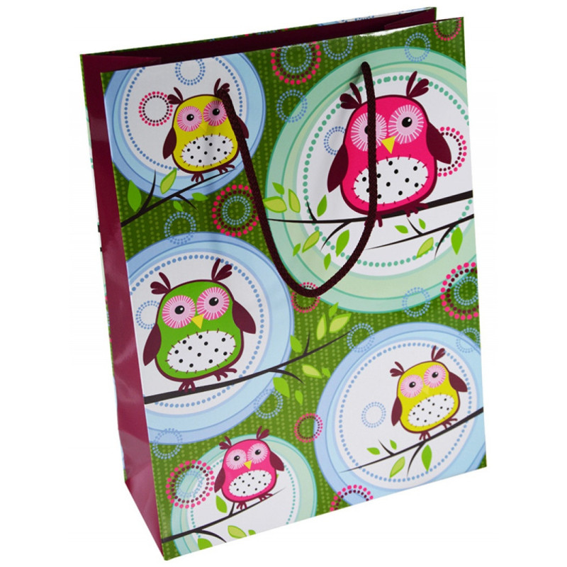 Torebka na prezenty OFFICE PRODUCTS, laminowana, 24x10x32cm, całoroczna, mix wzorów