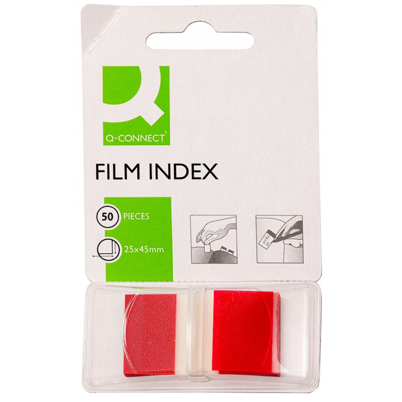 Zakładki indeksujące Q-CONNECT, PP, 25,4x43,7mm, 50 kart., czerwone