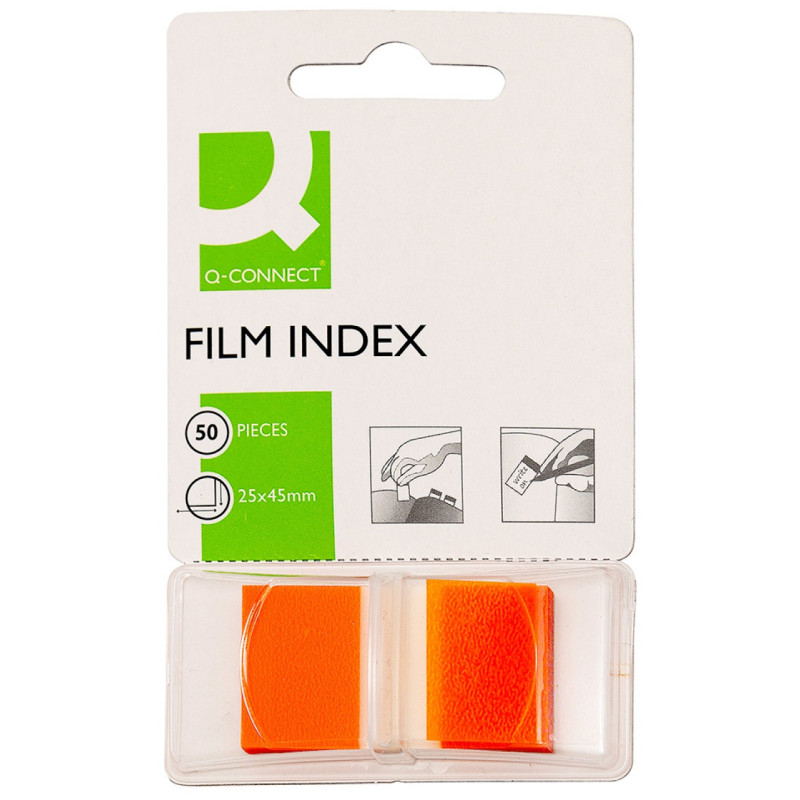Zakładki indeksujące Q-CONNECT, PP, 25,4x43,7mm, 50 kart., pomarańczowe