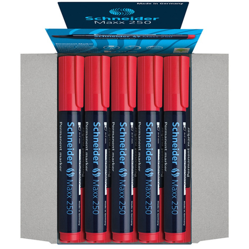 Marker permanentny SCHNEIDER Maxx 250, ścięty, 2-7mm, czerwony