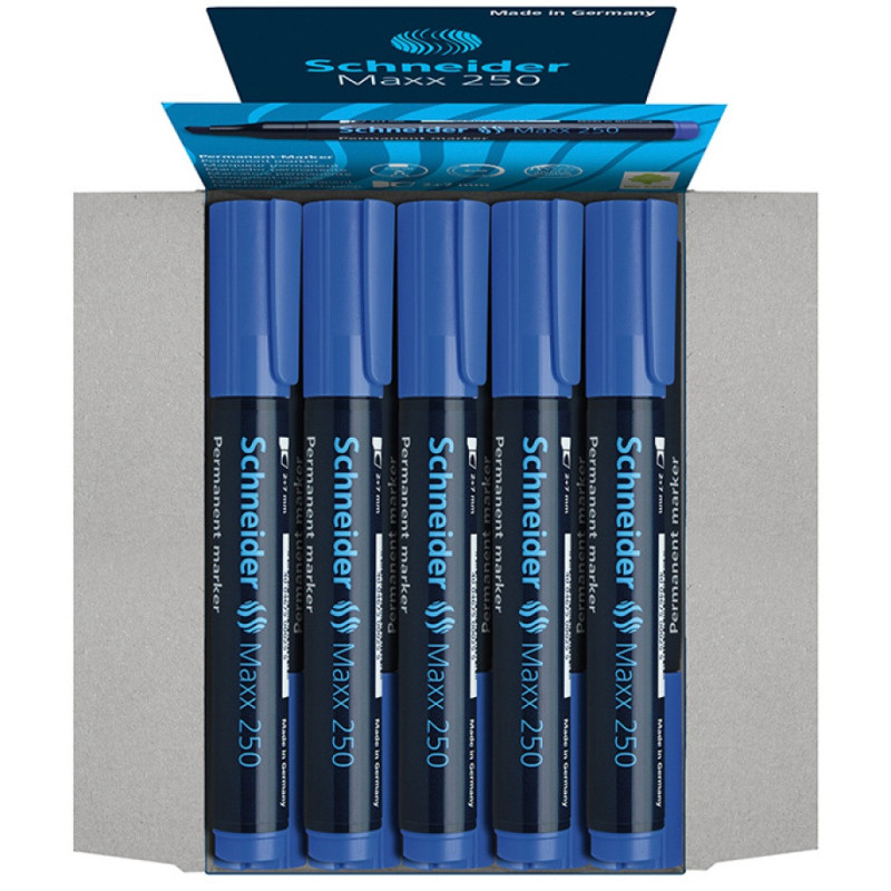 Marker permanentny SCHNEIDER Maxx 250, ścięty, 2-7mm, niebieski