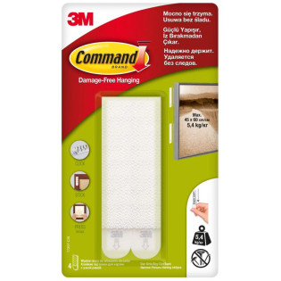 Rzepy COMMAND™ (17207), do wieszania obrazów, wąskie, 4szt., białe