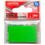 Zakładki indeksujące OFFICE PRODUCTS, PP, 25x43mm, 1x50 kart., zawieszka, zielone