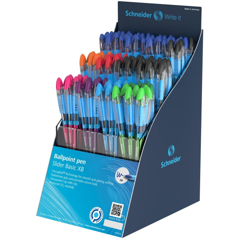 Display długopisów SCHNEIDER Slider Basic, XB, 120 szt., miks kolorów