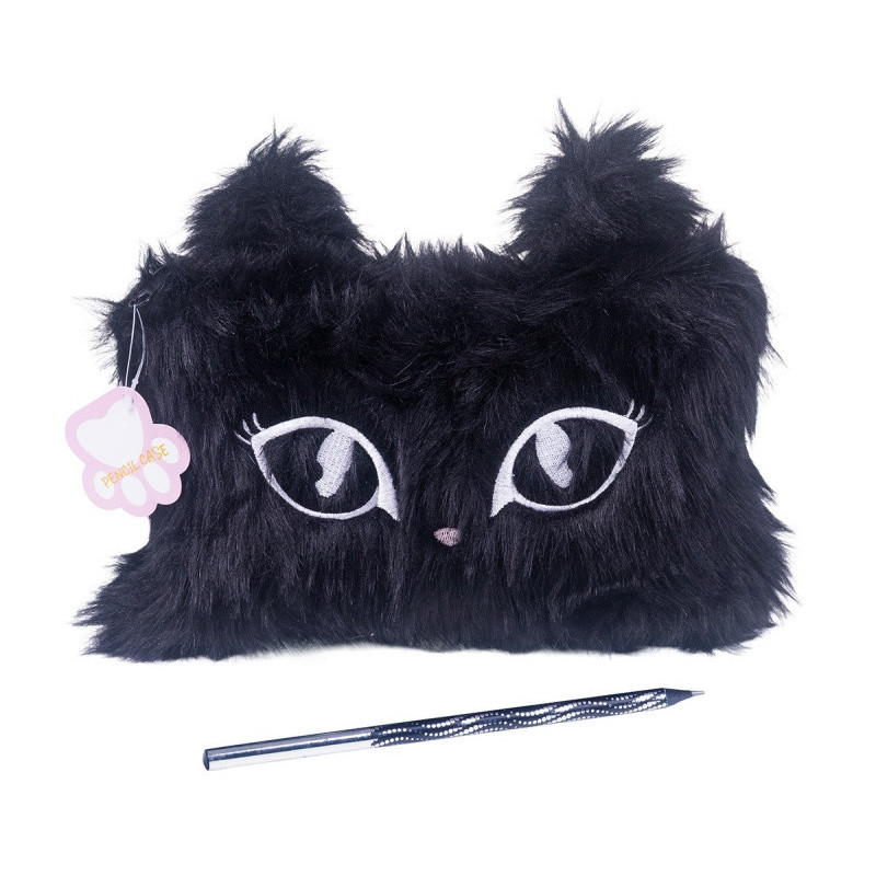 Piórnik saszetka KEYROAD Memoris Fluffy, kot, włochata, czarna