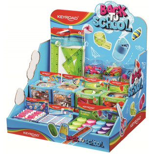 Mały display KEYROAD Back To School, karton, składany, bez wyposażenia, niebieski