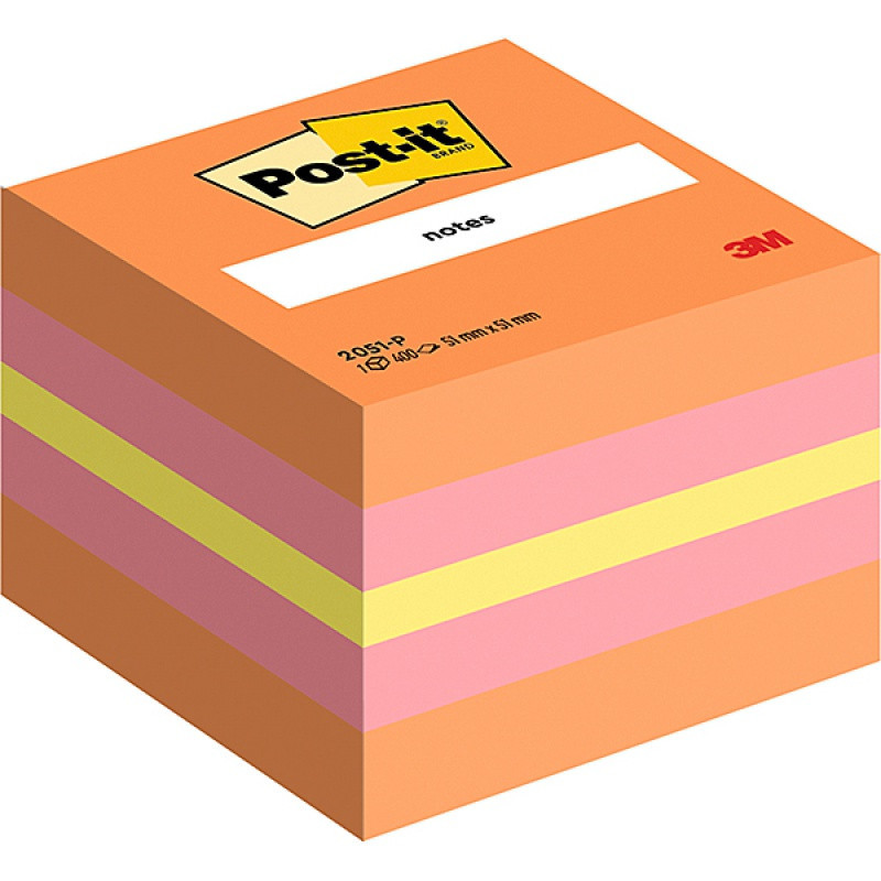 Mini Kostka samoprzylepna POST-IT® (2051P), 51x51mm, 1x400 kart., różowa