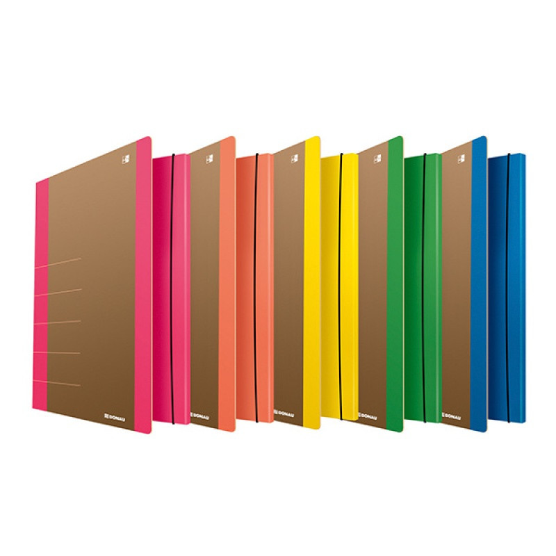 Teczka z gumką DONAU Life, Karton, A4, 500gsm, 3-skrz., pomarańczowy