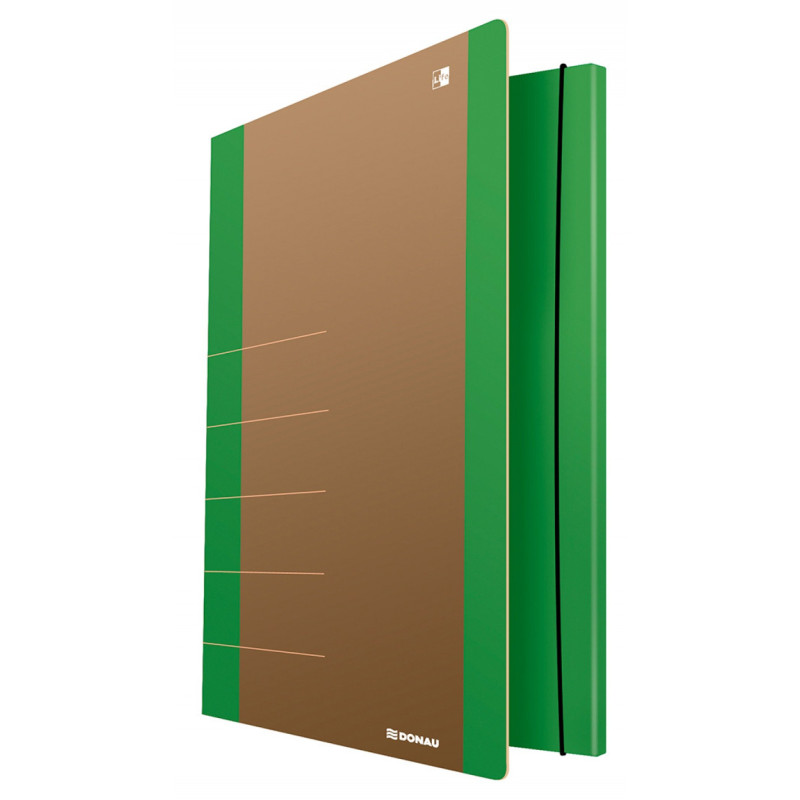 Teczka z gumką DONAU Life, Karton, A4, 500gsm, 3-skrz., zielony