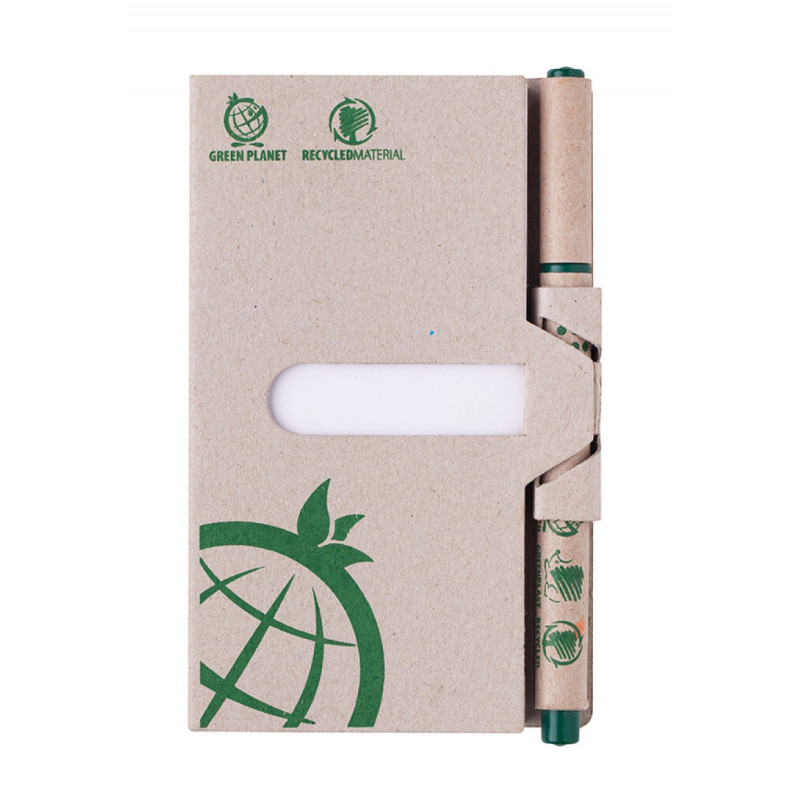 Zestaw mini notatnik z długopisem ICO Green, brązowy