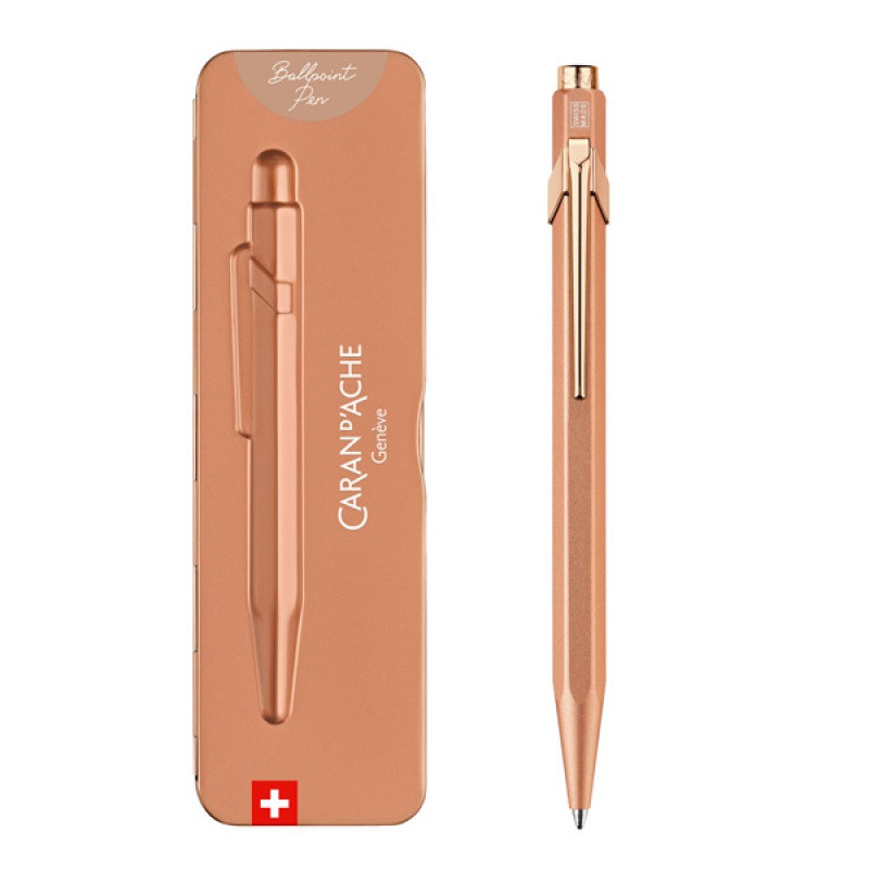 Długopis CARAN D'ACHE 849 Brut Rose, M, w pudełku, różowe złoto