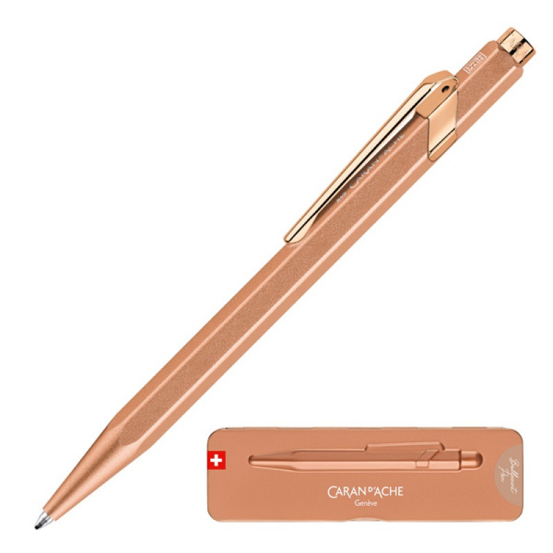 Długopis CARAN D'ACHE 849 Brut Rose, M, w pudełku, różowe złoto