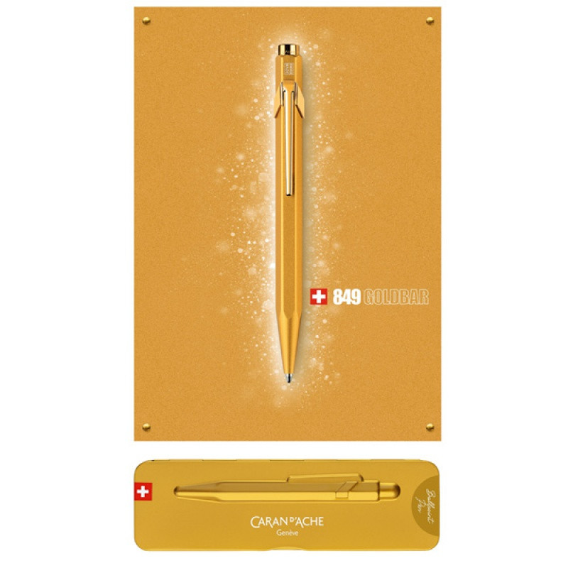 Długopis CARAN D'ACHE 849 Goldbar, M, w pudełku, złoty