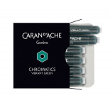 Naboje CARAN D'ACHE Chromatics Vibrant Green, 6szt., ciemonozielone