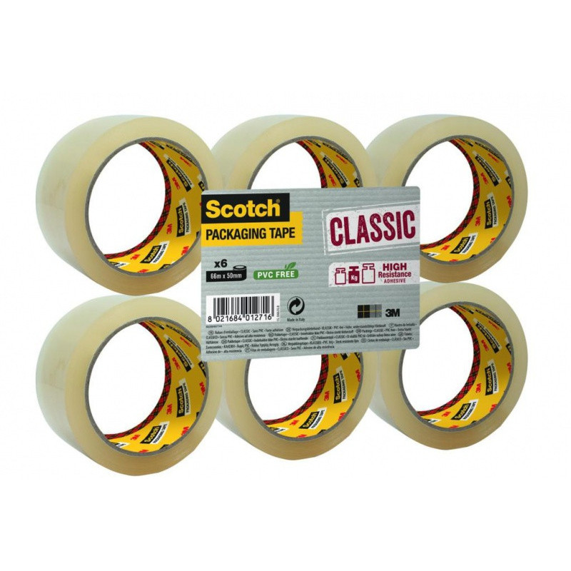 Taśma pakowa Scotch® Classic (CL.4850.F6.T), 48mm, 50m, 6szt., transparentna