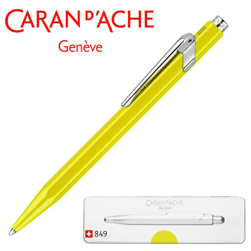 Długopis CARAN D'ACHE 849 Pop Line Fluo, M, w pudełku, żółty