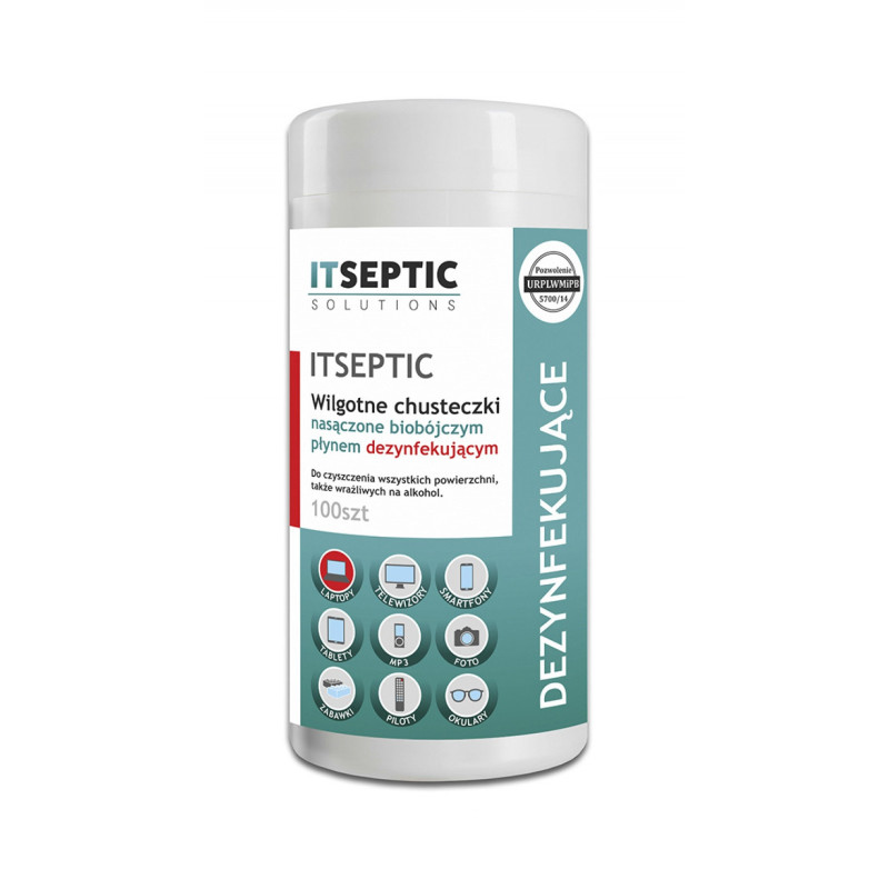 Chusteczki czyszcząco-dezynfekujące ITSEPTIC, duża tuba, 100szt.