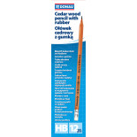 Ołówek drewniany z gumką DONAU, HB, naturalny