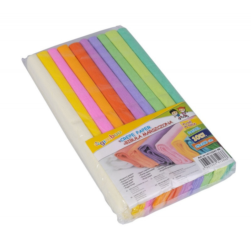 Bibuła marszczona GIMBOO Pastel, w rolce, 25x200cm, 10szt., mix kolorów