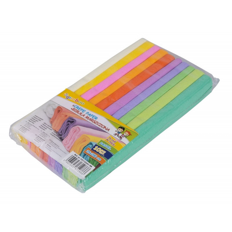 Bibuła marszczona GIMBOO Pastel, w rolce, 25x200cm, 10szt., mix kolorów