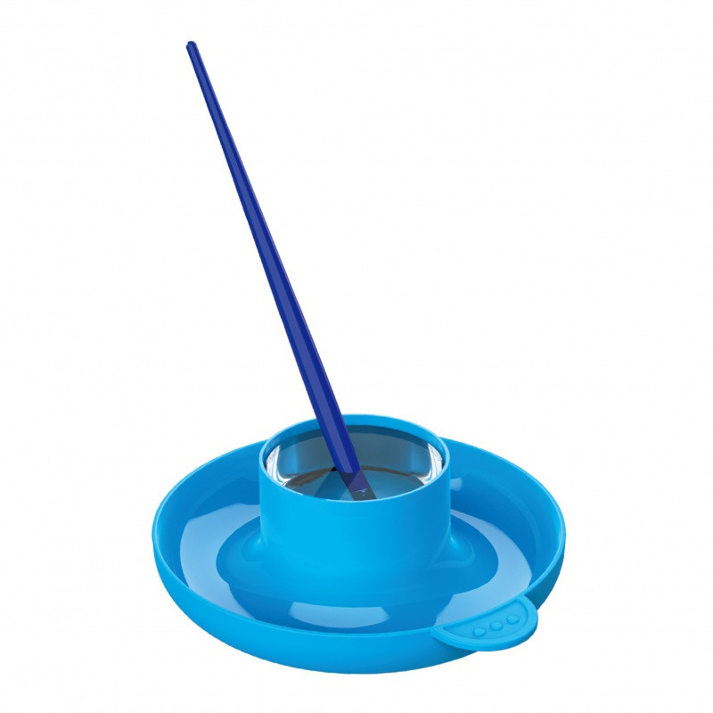 Kubeczek na wodę do malowania KEYROAD, ze spodkiem, pudełko, niebieski