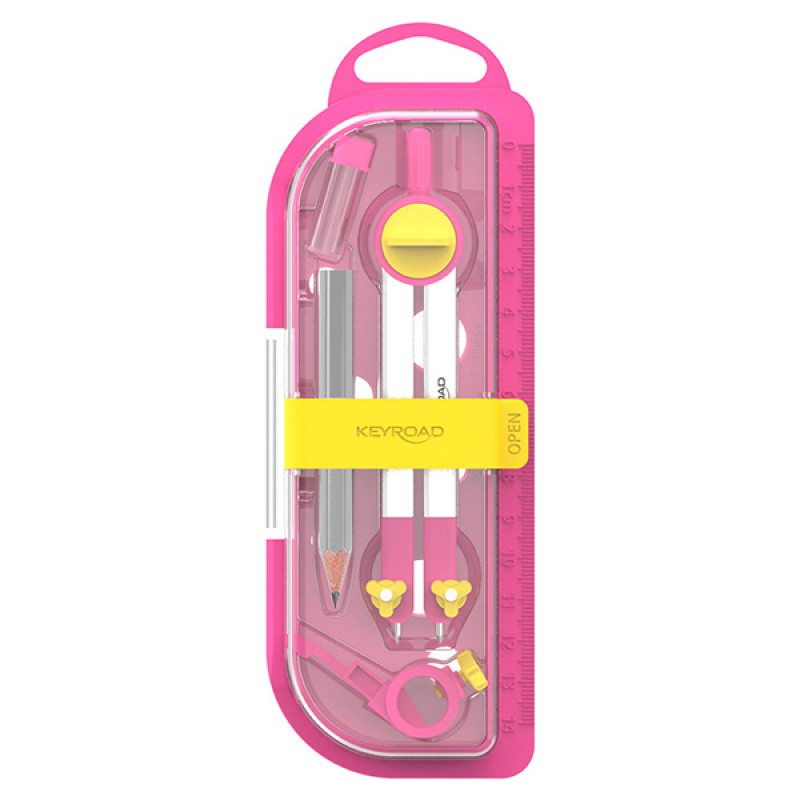 Cyrkiel KEYROAD Circle Master, metalowy, etui z blokadą, zawieszka, mix kolorów