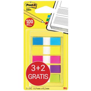 Zakładki indeksujące POST-IT® (683-5CBP), 11,9mmx43,1mm, 3x20+2x20, mix kolorów
