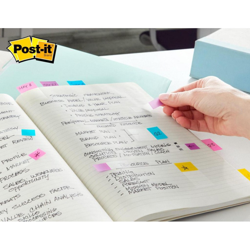Zakładki indeksujące POST-IT® (683-5CBP), 11,9mmx43,1mm, 3x20+2x20, mix kolorów