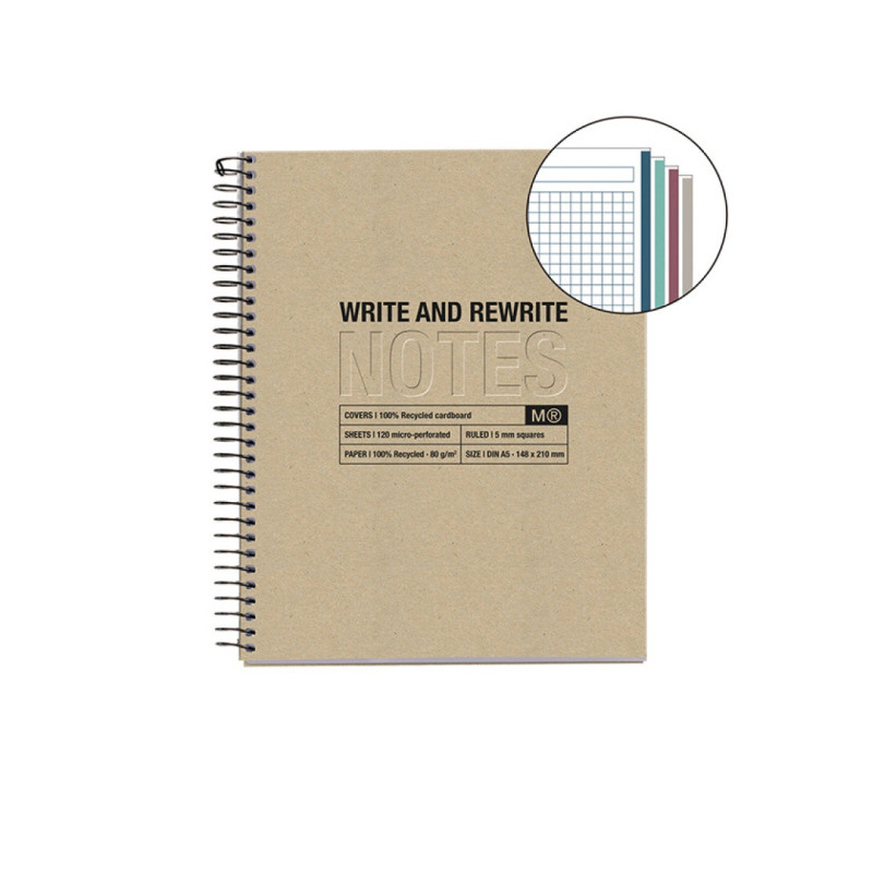 Kołozeszyt MIQUELRIUS Just Black Craft Recycled, A5, 120 kart., 80g, beżowy