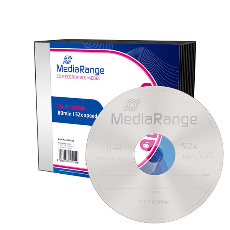Płyta CD-R MEDIARANGE, 700MB, prędkość 52x, 10szt., slimcase