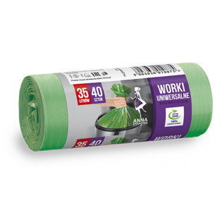 Worki na śmieci uniwersalne ANNA ZARADNA, 35l, 40szt., zielone