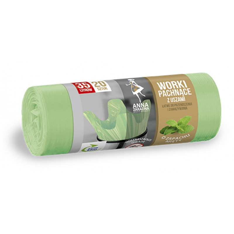 Worki na śmieci z uszami ANNA ZARADNA, zapach miętowy, 35 l, 20 szt., miętowy