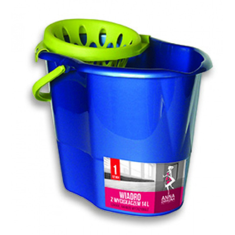 Wiadro ANNA ZARADNA, z wyciskaczem premium, 14 l, niebieskie, 1 szt., mix