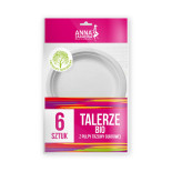 Talerze bio ANNA ZARADNA, z pulpy trzciny cukrowej, 6 szt., biały