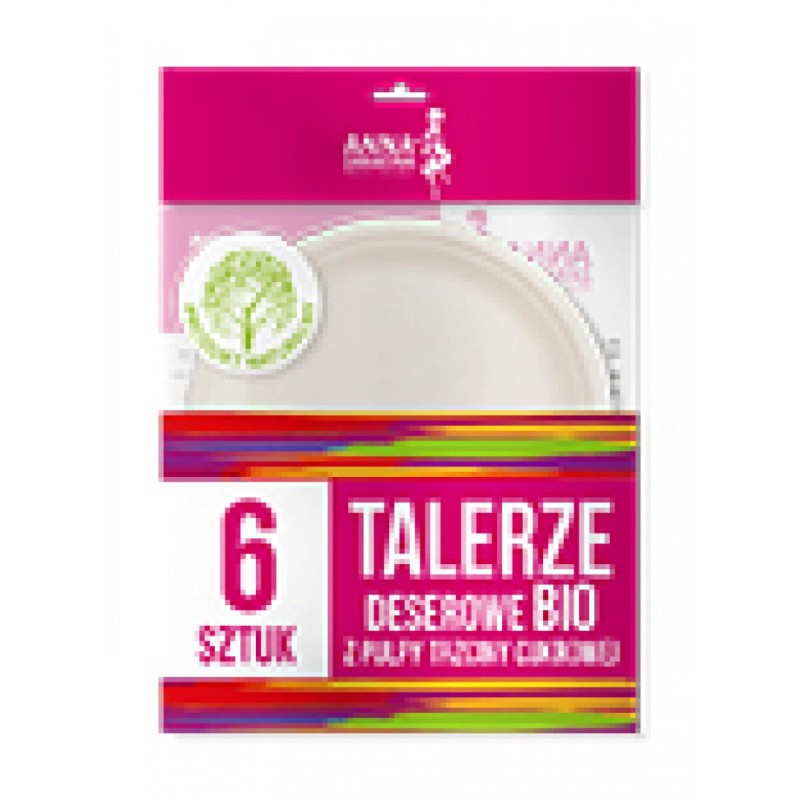 Talerze deserowe bio ANNA ZARADNA, z pulpy trzciny cukrowej, 6 szt., biały