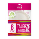 Talerze deserowe bio ANNA ZARADNA, z pulpy trzciny cukrowej, 6 szt., biały