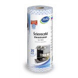 Ściereczki dwustronne STELLA, na rolce do silnych zabrudzeń, 35 szt., jasnoniebieska, granatowe kropki