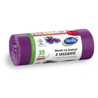 Worki na śmieci z uszami STELLA, zapach lawendy, 35 l, 24 szt., lawendowy