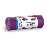 Worki na śmieci z uszami STELLA, zapach lawendy, 60 l, 16 szt., lawendowy