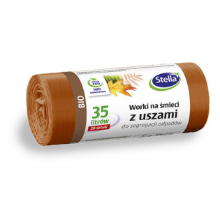 Worki z uszami STELLA, do segregacji odpadów bio, 35 l, 20 szt., brązowe, brązowy