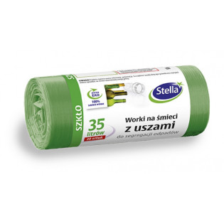 Worki z uszami STELLA, do segregacji szkła, 35 l, 20 szt., zielone, zielony