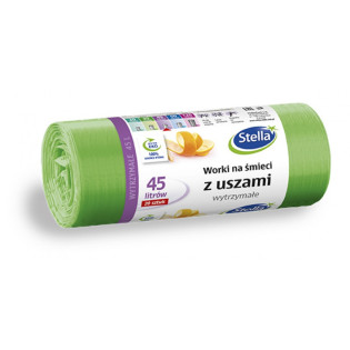 Worki na śmieci STELLA, z uszami, 45 l, 20 szt., zielone, zielony